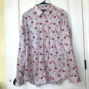 Express 1MX mens floral slim long sleeve dress shirt